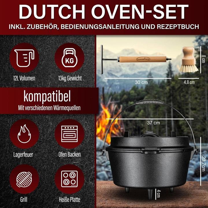 Produktbild Gusskönig Dutch Oven Set mit Standfüssen