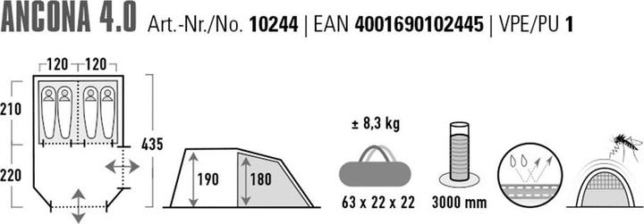 Produktbild High Peak Ancona (Tunnelzelt, 0.01 kg, 4 Personen)
