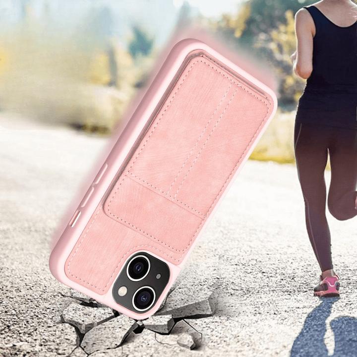 Actual product image Cover-Discount iPhone 15 Plus - Kickstand Case with card slots pink (Apple iPhone 15 Plus)