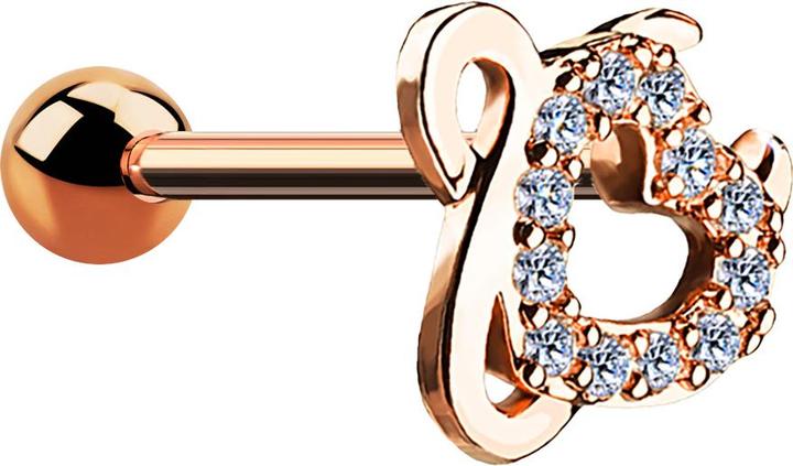 Star Piercing Micro Barbell rosegold mit Kugel und Teufelsherz (Chirurgenstahl 316L, Messing)
