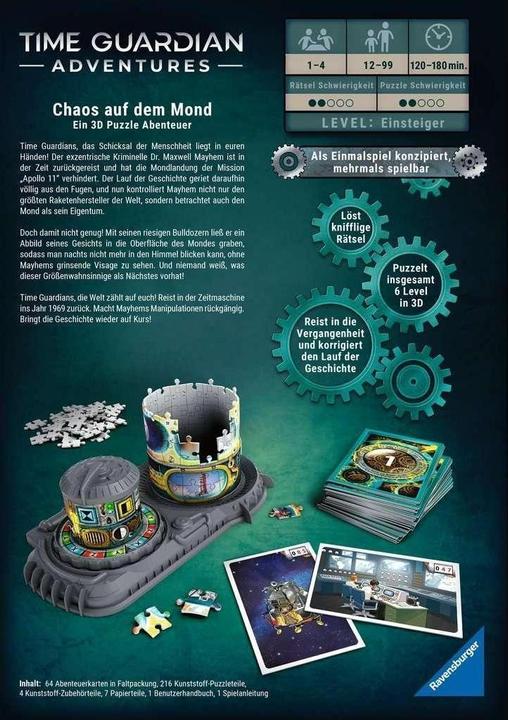 Produktbild Ravensburger 3D Adventure - Time Guardian Adventures: Chaos auf dem Mond (216 Teile)