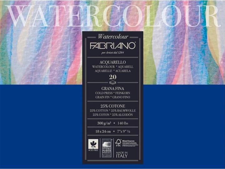 Actual product image Fabriano Watercolour block 18 x 24 cm, 300g/m2, 20 sheets (18 x 24 cm)