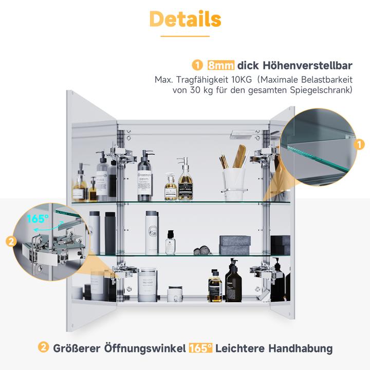 Immagine prodotto SONNI LED-Spiegelschrank (70 x 60 cm)