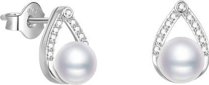 Beneto Elegant silver earrings studs with real freshwater pearl AGUP2266P
