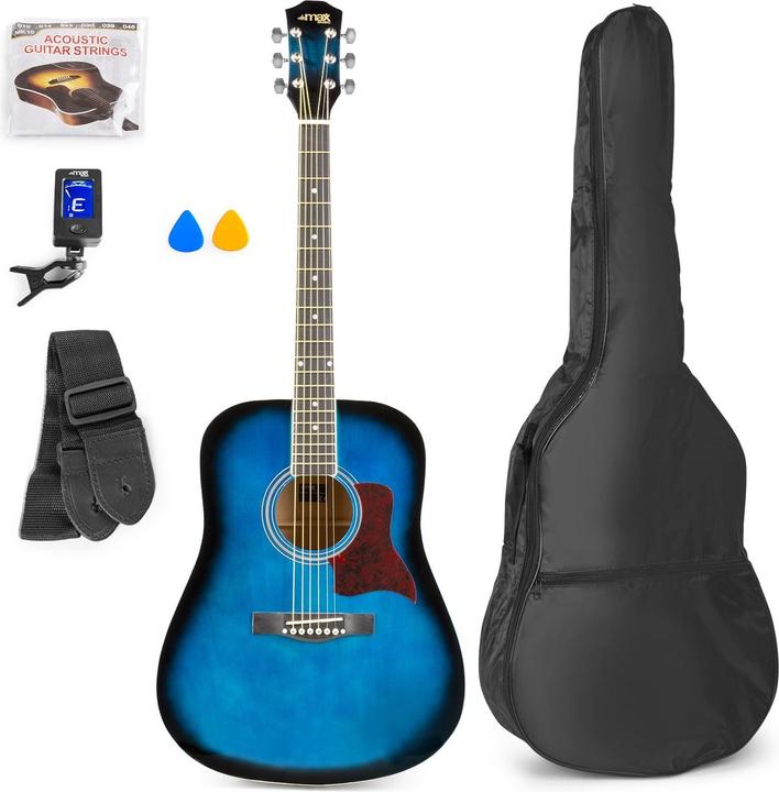 Image du produit Max Guitare western SoloJam Set bleu (Set de guitares acoustiques, Palissandre, Tilleul)