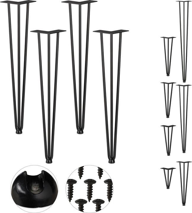 Relaxdays Hairpin Tischbein 4er Set