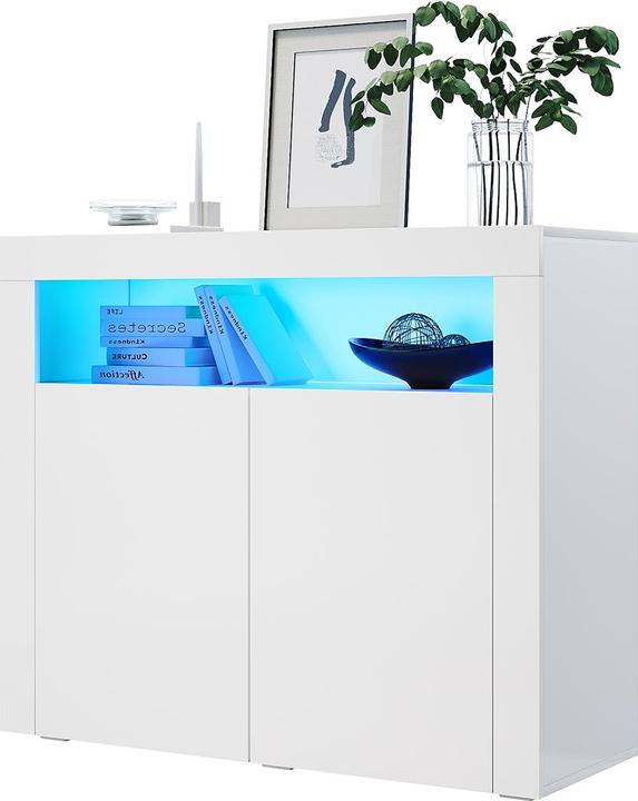 Produktbild SONNI Kommode mit LED-Beleuchtung Sideboard mit 2 Einlegeböden 120 cm (108 x 40 x 92 cm)