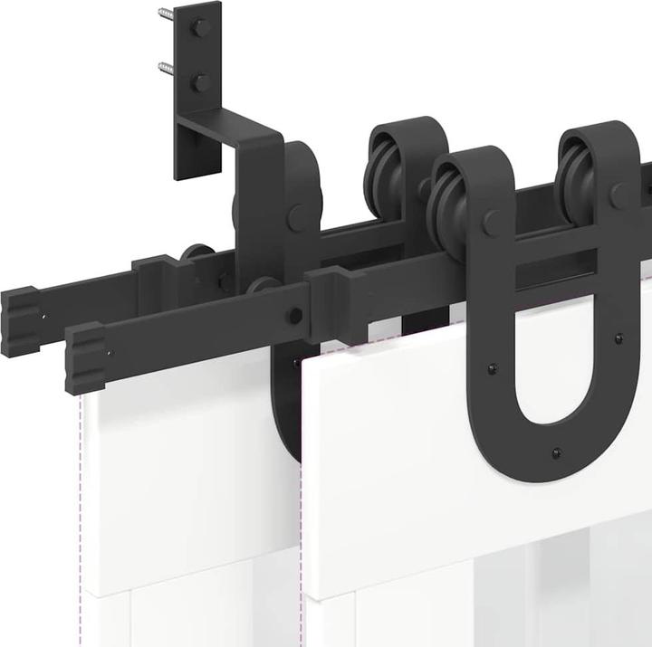 Produktbild VidaXL Schiebetürbeschlag-Set 200 cm Stahl Schwarz Schiebetürbeschlag Satz