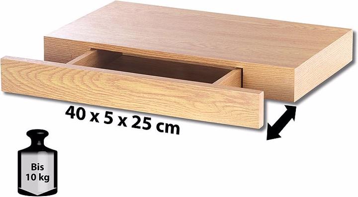 Produktbild Carlo Milano Wandregal mit versteckter Schublade (40 x 5 x 25 cm)