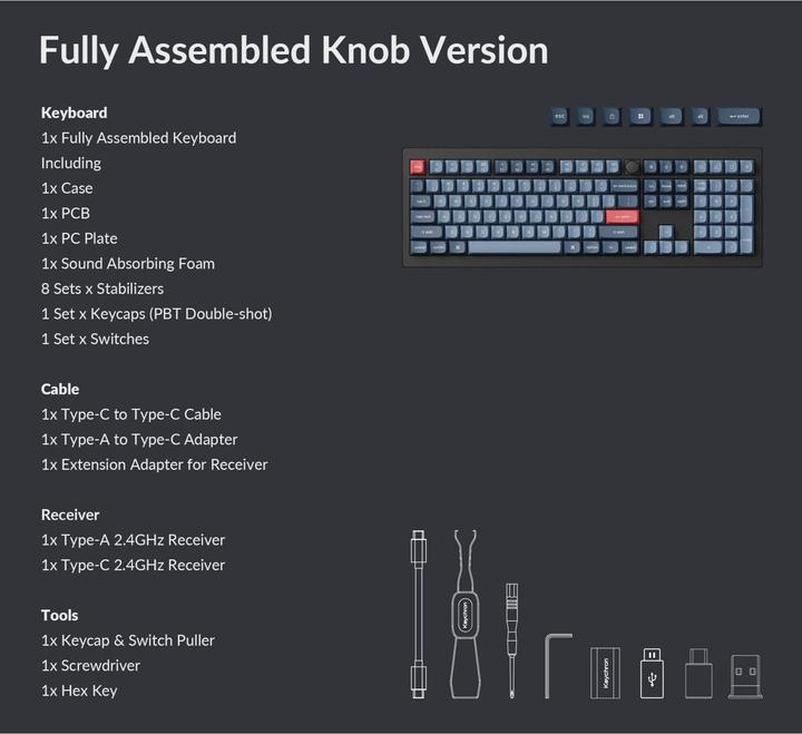 Actual product image Keychron V6 Max QMK/VIA Wireless Custom Mechanical Keyboard Fully Assembled Knob,Carbon Black, Gater (US, Wireless)