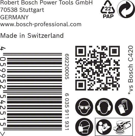 Productafbeelding Bosch Professional Zubehör Expert C470 Schuurpapier met 8 gaten voor excentrische schuurmachine, 125 mm, G 180, 50 st. (180)