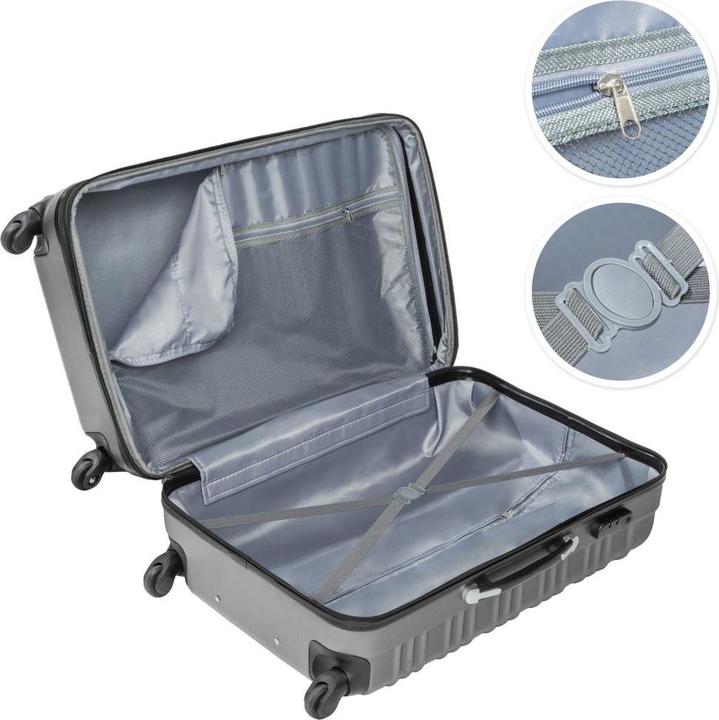 Immagine prodotto tectake Set di valigie rigide (106 l, Bagaglio a mano (fino a 50 litri), M (50 - 90l), L (90 - 115l))