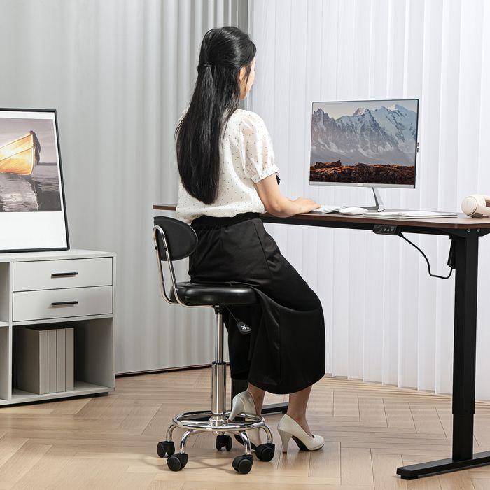 Actual product image Swisshandel24 Rollhocker höhenverstellbar Drehhocker Drehbar Salon Hocker mit Lehne, Rädern