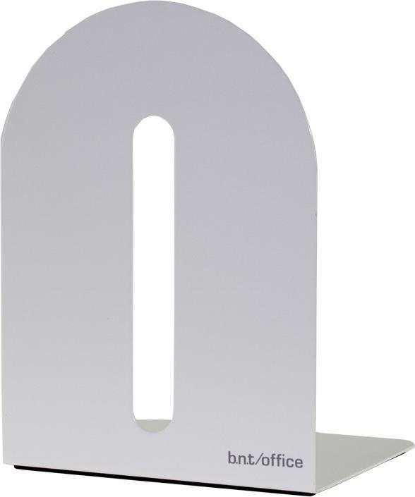 B.N.T. Buchstütze Metall 15x15cm weiss Packung mit 2 Stück.