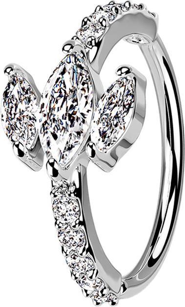 Immagine prodotto Star Piercing Anello micro piercing con cristalli d'argento e tre ovali (Ottone)