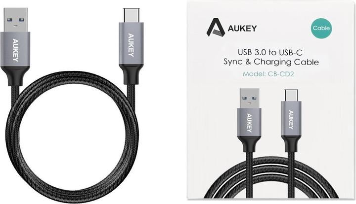Actual product image Aukey USB A - USB Type-C Nylon (1 m, USB 3.0)