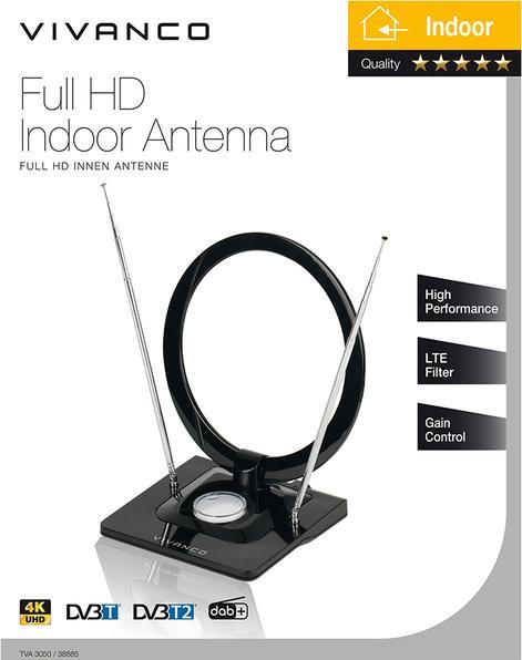 Immagine prodotto Vivanco Antenna per interni TVA3050 (38885) (Antenna interna, 14 dB, DVB-T / -T2, DAB/ DAB+, UKW / MW / LW)