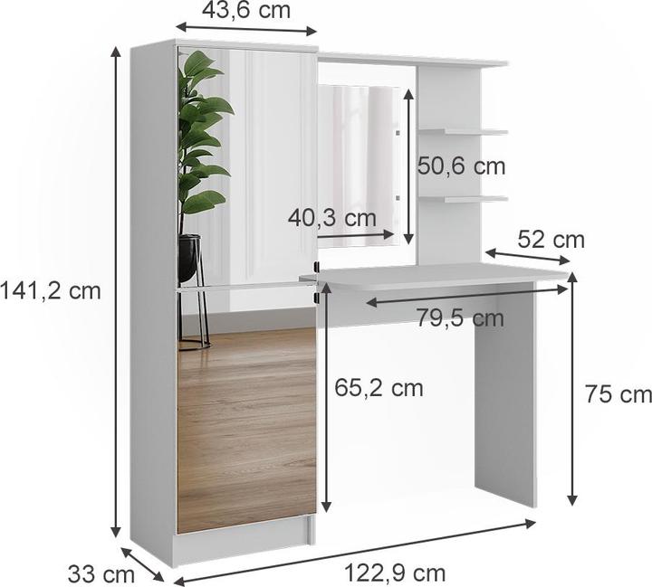 Produktbild Vicco Jasmin mit Spiegel (123 x 33 x 141.5 cm)