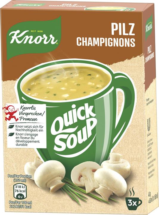 Image du produit Knorr Quick Soup Champignon, soupe de champignons & herbes, soupe fine & crémeuse, vite préparée