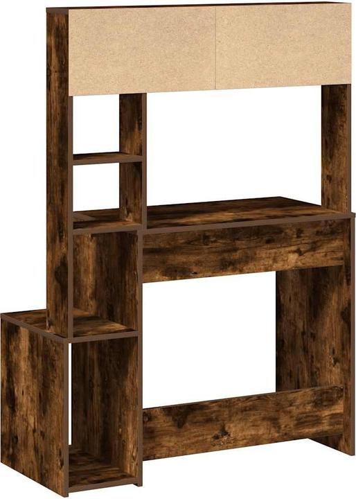 Actual product image VidaXL Desk with shelf smoked oak 100x45x140 cm wood-based material (100 x 45 x 140 cm)