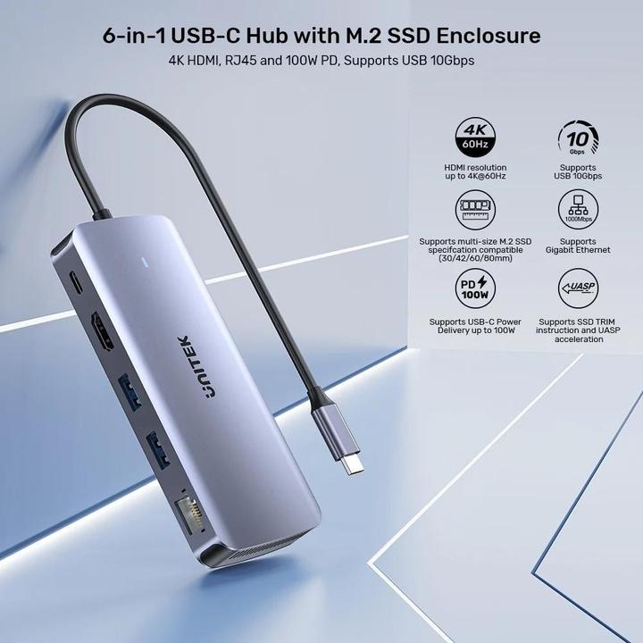 Immagine prodotto Unitek AKTYWNY HUB USB-C 10GBPS M.2 HDMI PD 100W (USB-C, 5 Porti)