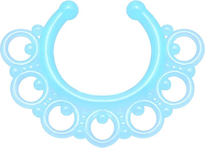 Star Piercing Fake Septum Tribal mit Kugeln blau "Glow"