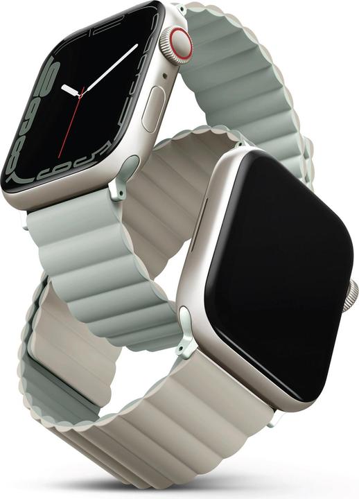 Produktbild Uniq pasek Revix Apple Watch Series 1/2/3/4/5/6/7/8/SE/SE2 38/40/41mm. Reversible Magnetic zielony-b (Silikon, Edelstahl)