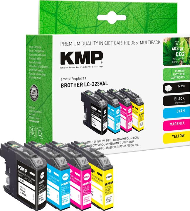 Actual product image KMP Tinte replaces LC223VAL (M, FC, Y, C)