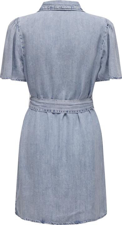 Actual product image Only Normal geschnitten Hemdkragen Kastige Ärmel Kurzes Kleid Jeanskleid (XL)