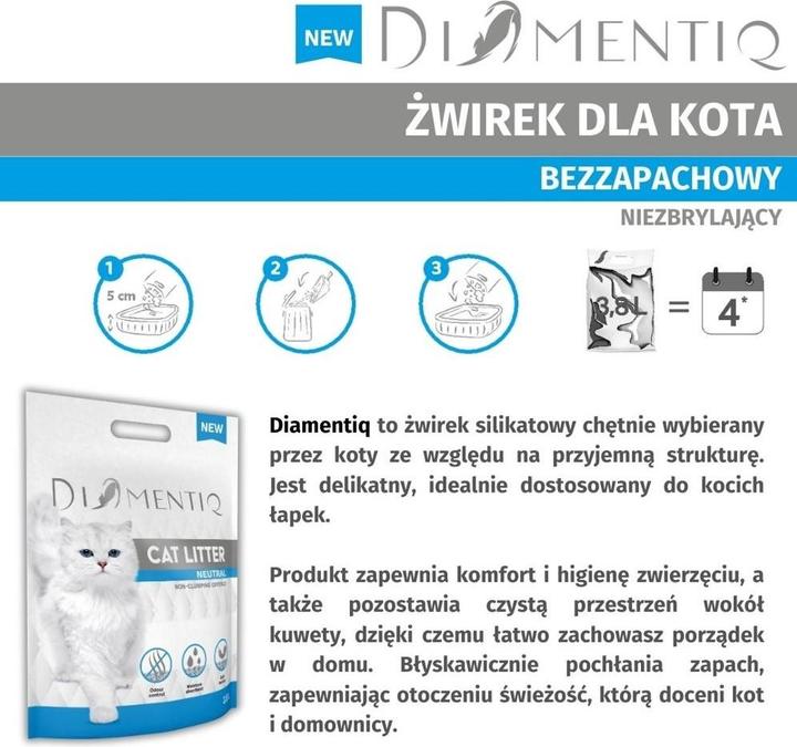 Productafbeelding Diamentiq Neutral - Kattenbakvulling - 30 liter (Antibacterieel, Snel absorberend, Niet-klonterend, Niet-stuivend, 28 kg)