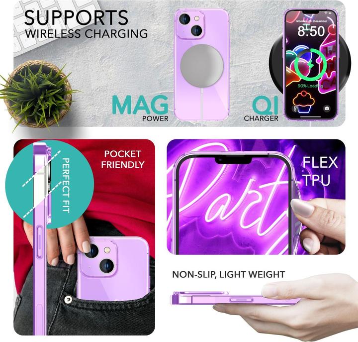Immagine prodotto Nalia Copertura in silicone trasparente al neon (Apple iPhone 14)