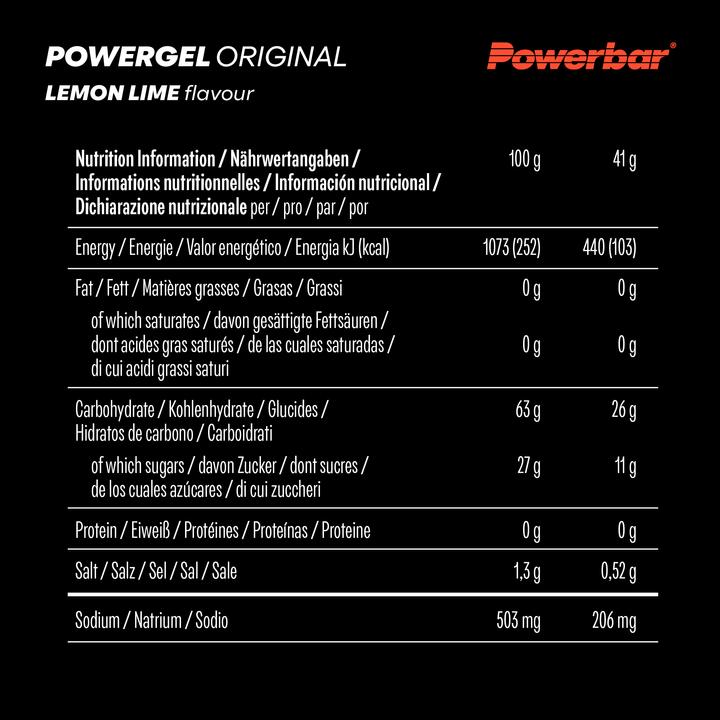 Nährwerte und Zutaten Powerbar Original (Limette, Zitrone, 24 Stk., 984 g)