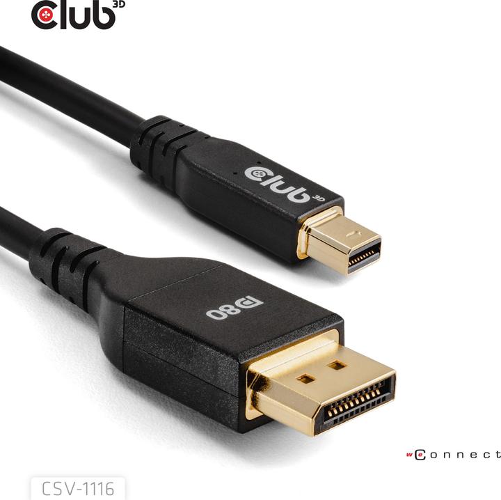 Actual product image Club 3D Club3D Cable Mini DP <> DisplayPort DP80 1m St/St retail (1 m, DisplayPort)