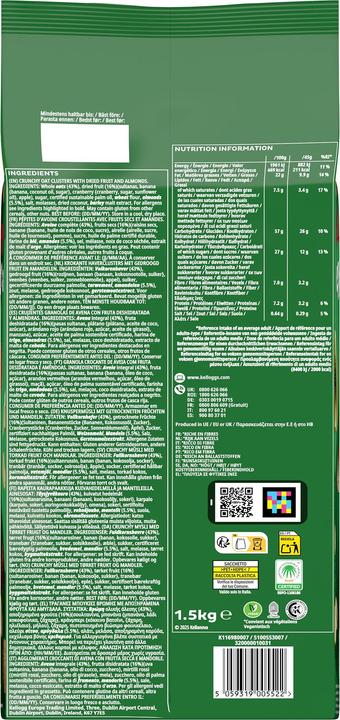 Nährwerte und Zutaten Kellogg's Crunchy Müsli Fruit & Nuts (1500 g)