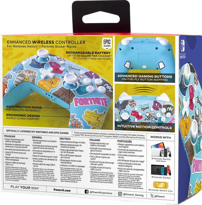 Actual product image PowerA Enhanced Wireless Controller - Fortnite Sticker Mania (Switch Lite, Switch OLED, Switch)