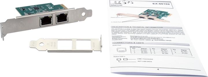 Produktbild Exsys GmbH Dual PCIe Netzwerk-Karte 2x 1Gigabit (Mini PCI Express)