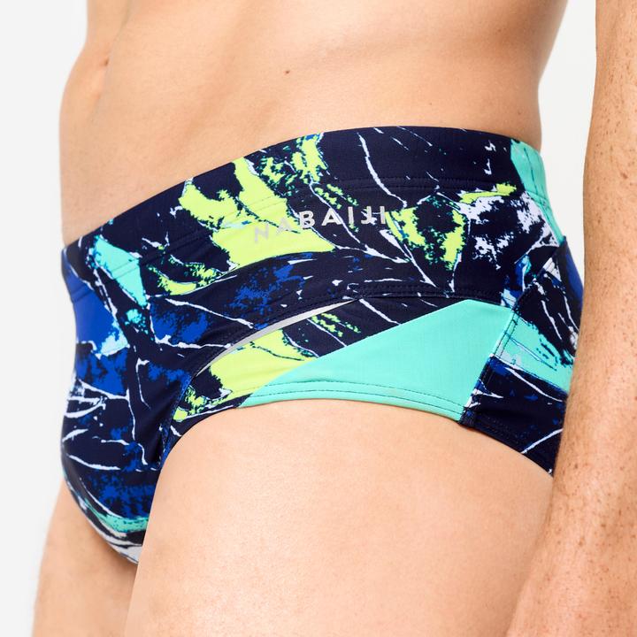 Actual product image Nabaiji Badehose Slip Herren Kastenform - 900 Motu blau/grün (XL)