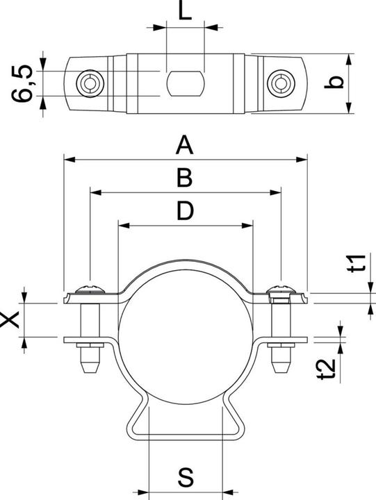 Productafbeelding OBO Bettermann ASL 733 36 ALU afstandsklem met sleufgat 30-36mm aluminium 1362826