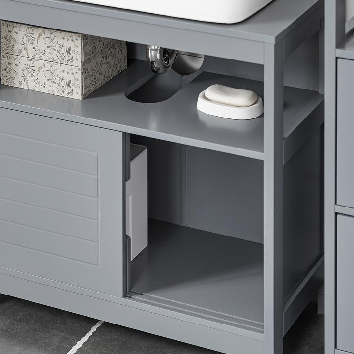 Produktbild SoBuy Waschbeckenunterschrank stahlgrau (60 x 30 x 61 cm)