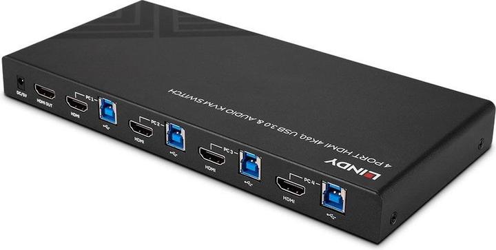 Lindy 4 Port HDMI 4K60, USB 3.0 &