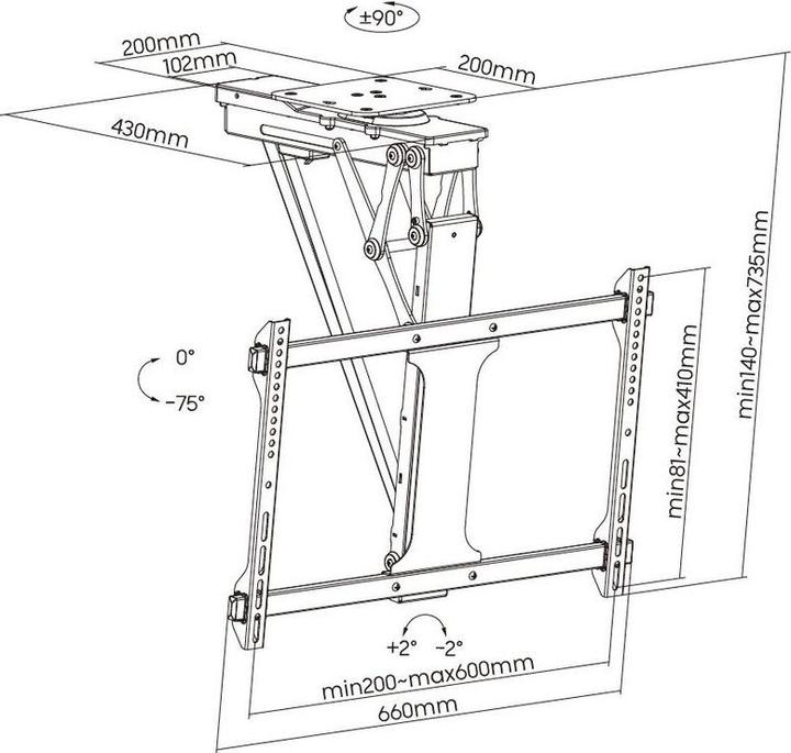 Actual product image Xantron Ceiling bracket (Ceiling, 75", 35 kg)