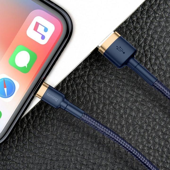 Productafbeelding Baseus Cafule Lightning kabel 1.5A 2m (Goud+Donkerblauw) (2 m, 15 W)