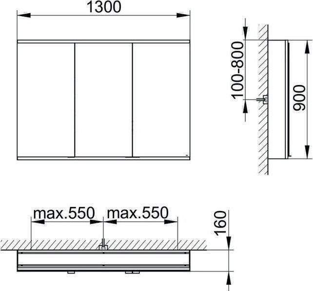 Produktbild Keuco Spiegelschrank ROYAL MODULAR 2.0 Breite 1300mm Höhe 900mm Tiefe 160mm