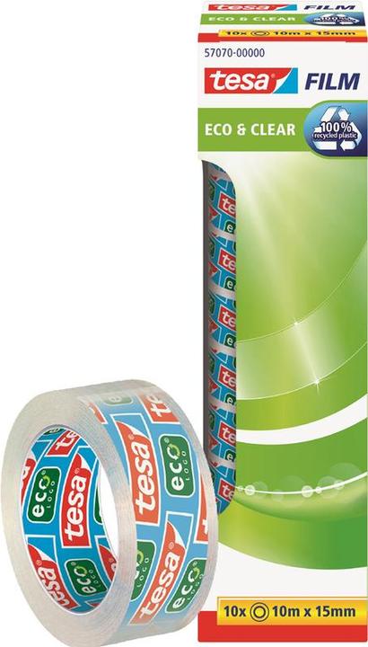 Actual product image tesa 10x tesafilm ECO & CLEAR, solvent-free and ageing-resistant (15 mm)