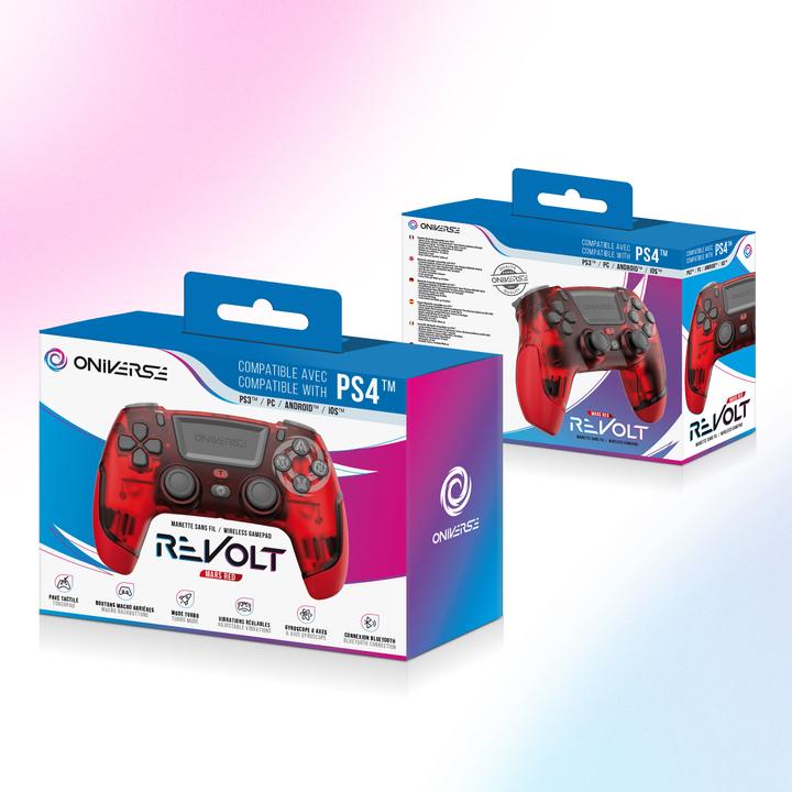 Image du produit Oniverse Revolt Grey, Red Bluetooth Gamepad analogique / numérique PC, PlayStation 4 (PC, PS4)