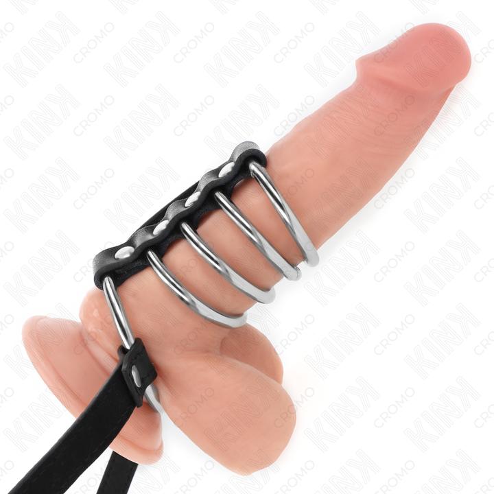 Produktbild Kink 5 PENISRINGE 3,8 CM BIS 5 CM METALL MIT LEDERGURT 112 CM