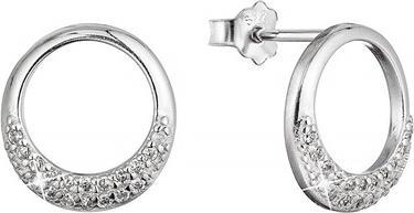 Evolution Group Minimalist Silver Earrings With Zircons 11528.1 Crystal