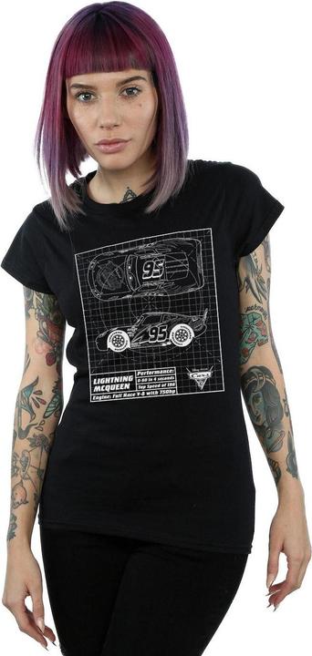 Immagine prodotto Disney Cars Lightning McQueen Blueprint Maglietta Donna (M)