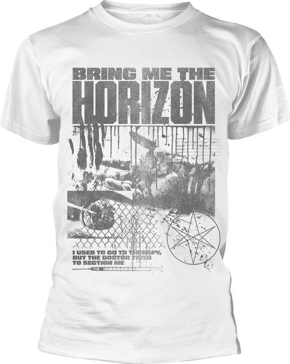 Actual product image Bring Me The Horizon T Shirt Therapy Band Logo Official Mens White S (S)