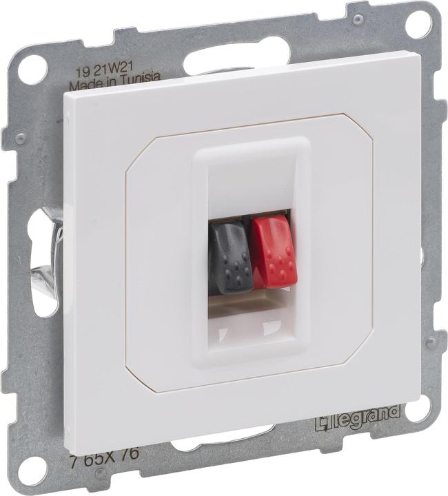 Legrand SEANO Connecteur pour haut-parleur 1 fois avec bornes à ressort (rouge/noir), Ultra blanc, 765176